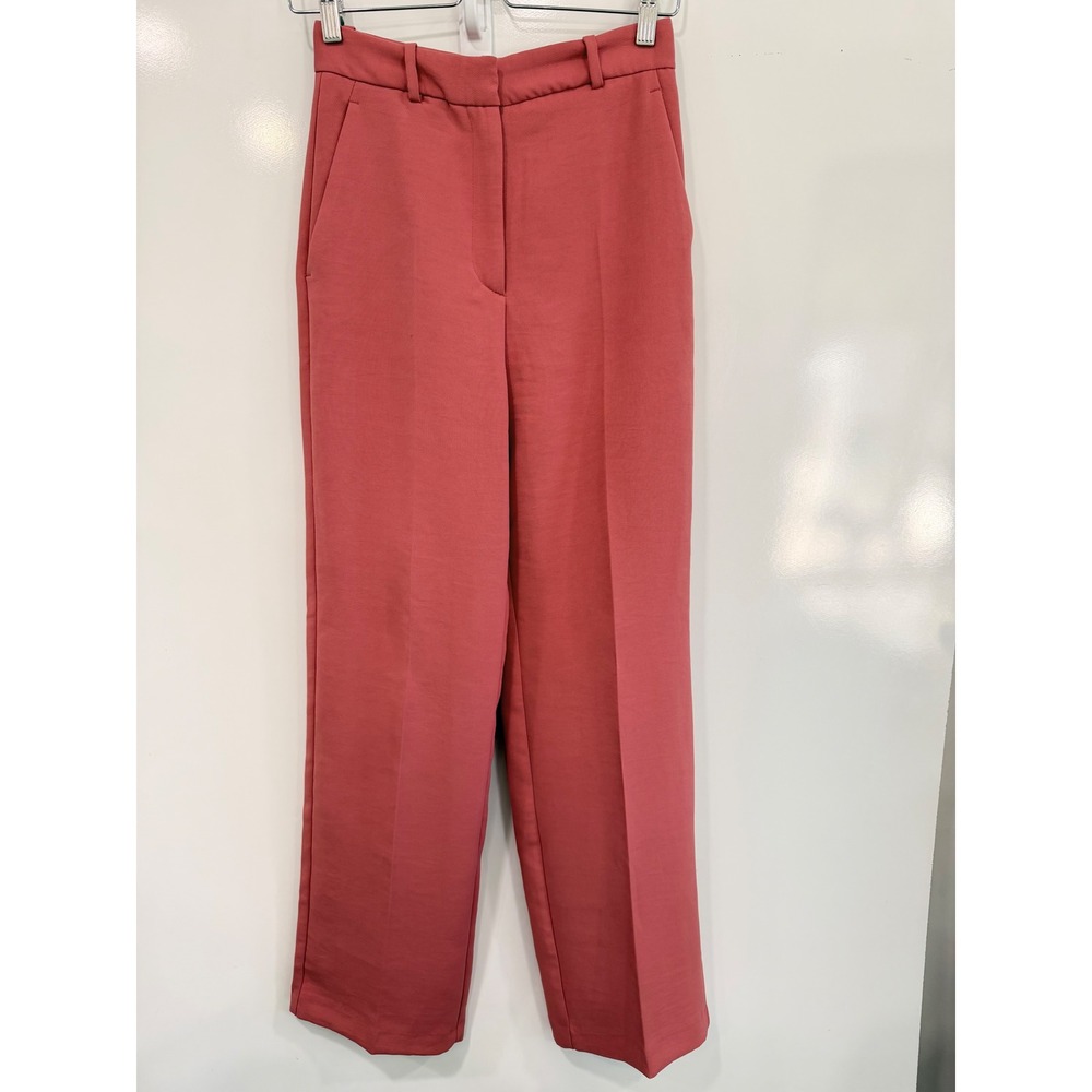 Zara Womens Pink High Waisted Straight Leg Dress Pants Trousers Coral XS